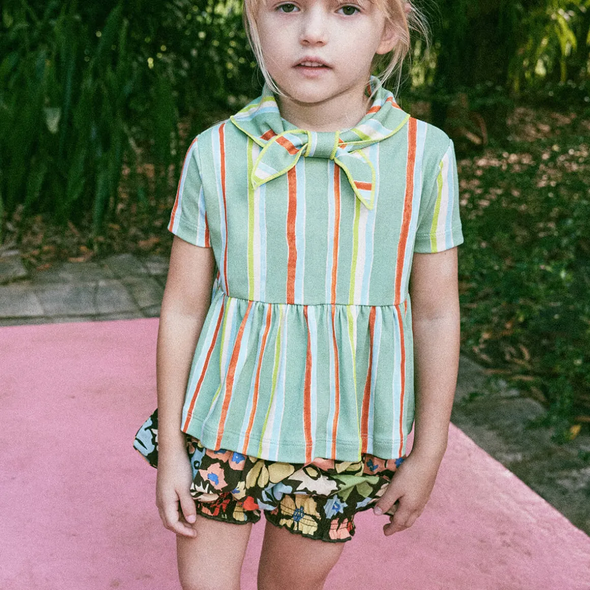 Scout Peplum Top in Mojave Watercolour Stripe by Misha & Puff