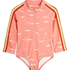 Seagull AOP Long Sleeved Swimsuit in Pink by Mini Rodini