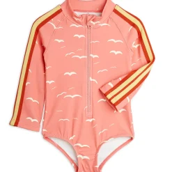 Seagull AOP Long Sleeved Swimsuit in Pink by Mini Rodini