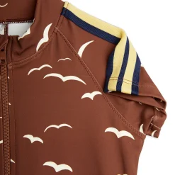 Seagull AOP Short Sleeved Swimsuit in Brown by Mini Rodini