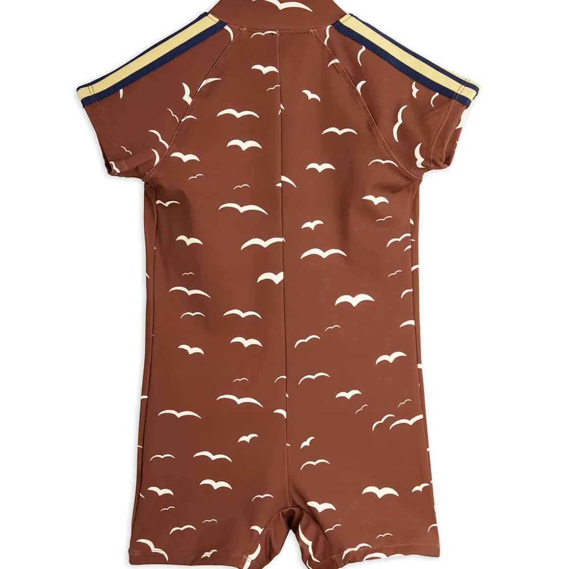 Seagull AOP Short Sleeved Swimsuit in Brown by Mini Rodini
