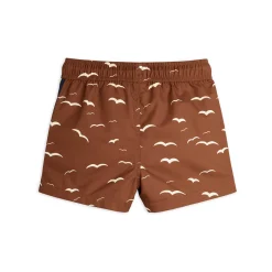 Seagull AOP Swimshorts in Brown by Mini Rodini