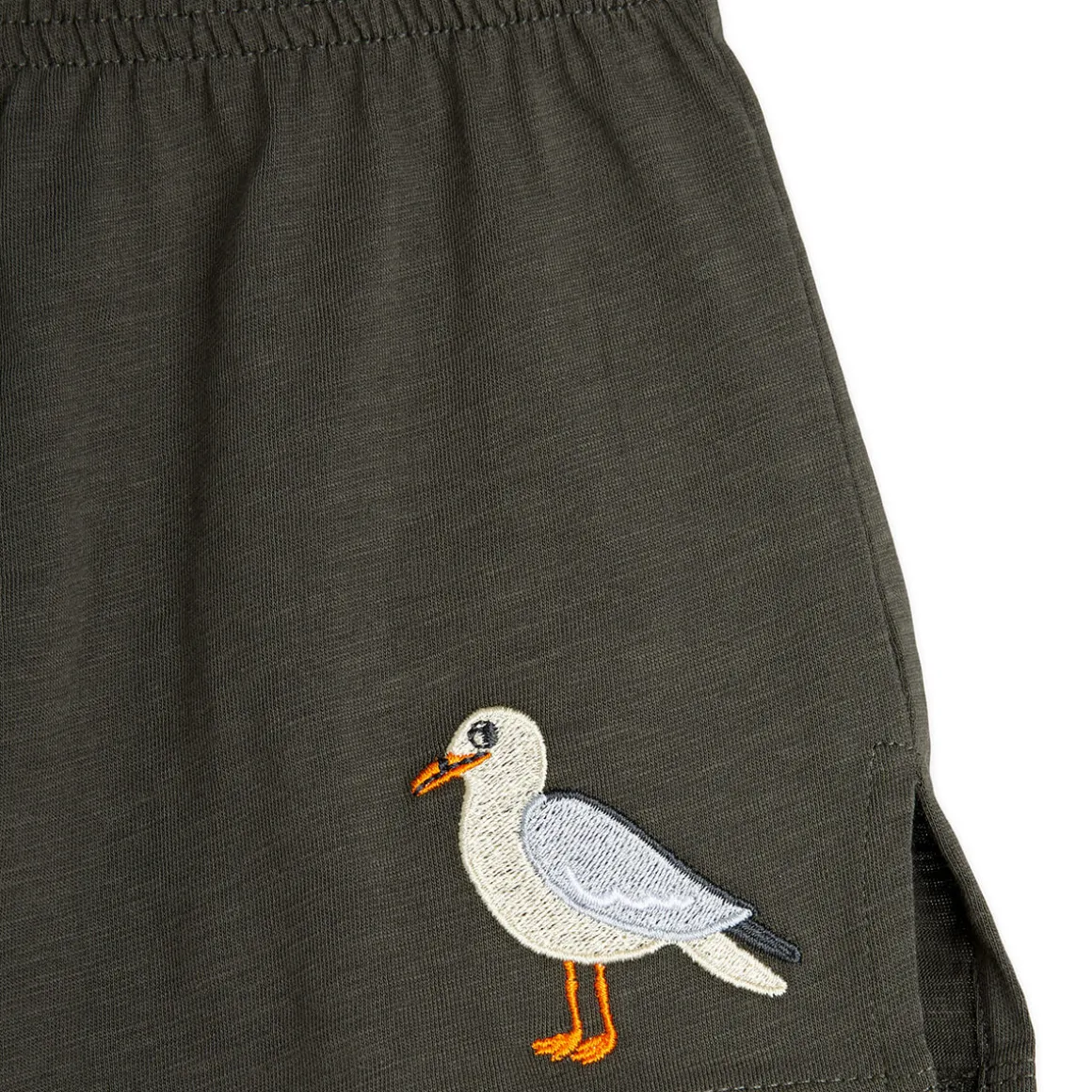Seagull Embroidered Shorts in Black by Mini Rodini