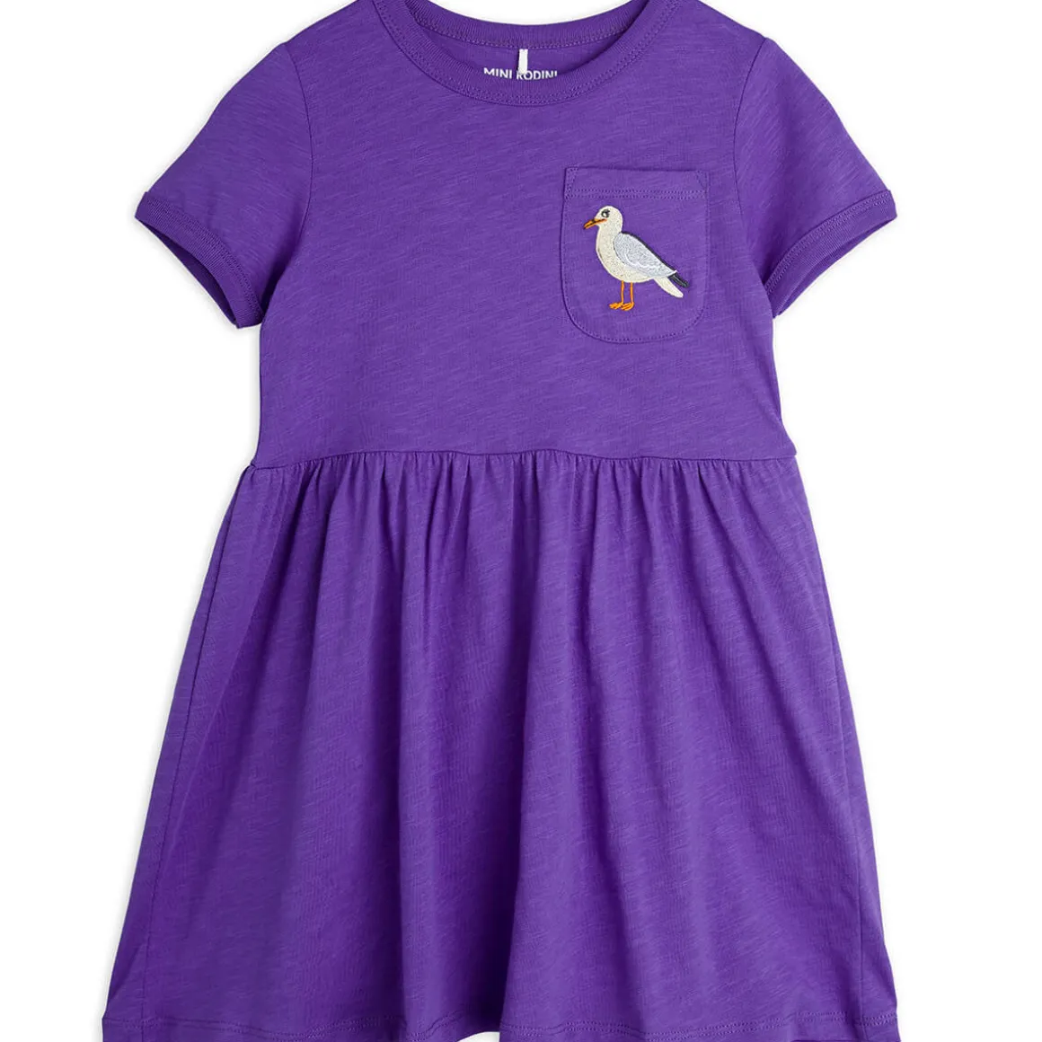 Seagull Embroidered Short Sleeve Dress by Mini Rodini