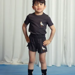 Seagull Embroidered T Shirt in Black by Mini Rodini