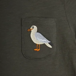 Seagull Embroidered T Shirt in Black by Mini Rodini