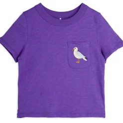 Seagull Embroidered T Shirt in Purple by Mini Rodini