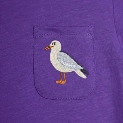 Seagull Embroidered T Shirt in Purple by Mini Rodini