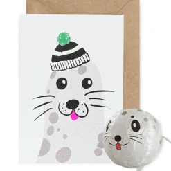 Seal Japanese Paper Balloon Greetings Card by Petra Boase