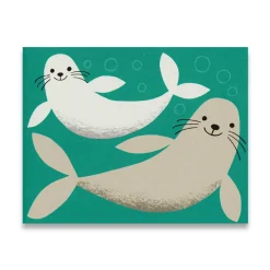 Seals Mini Greetings Card by Lisa Jones Studio