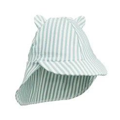 Senia UV Sun / Swim Baby Hat in Sea Blue / White Seersucker by Liewood - Last One In Stock - 0-3 Months