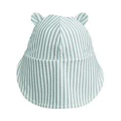 Senia UV Sun / Swim Baby Hat in Sea Blue / White Seersucker by Liewood - Last One In Stock - 0-3 Months