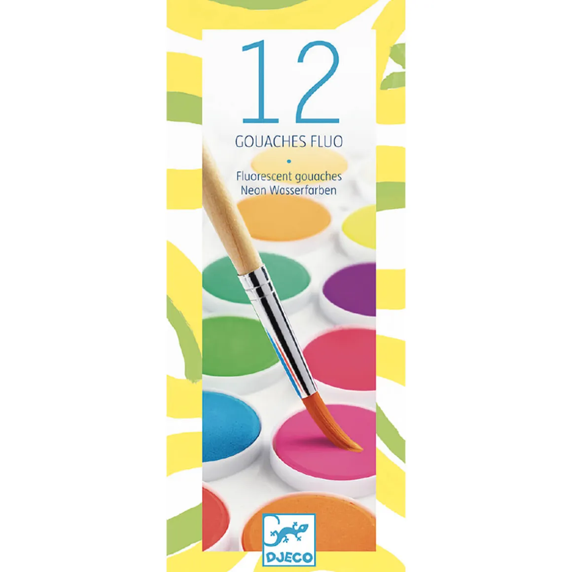 Set of 12 Neon Gouache Paint Colour Cakes by Djeco
