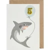 Shark Embroidered Age Card by Petra Boase - Age 5