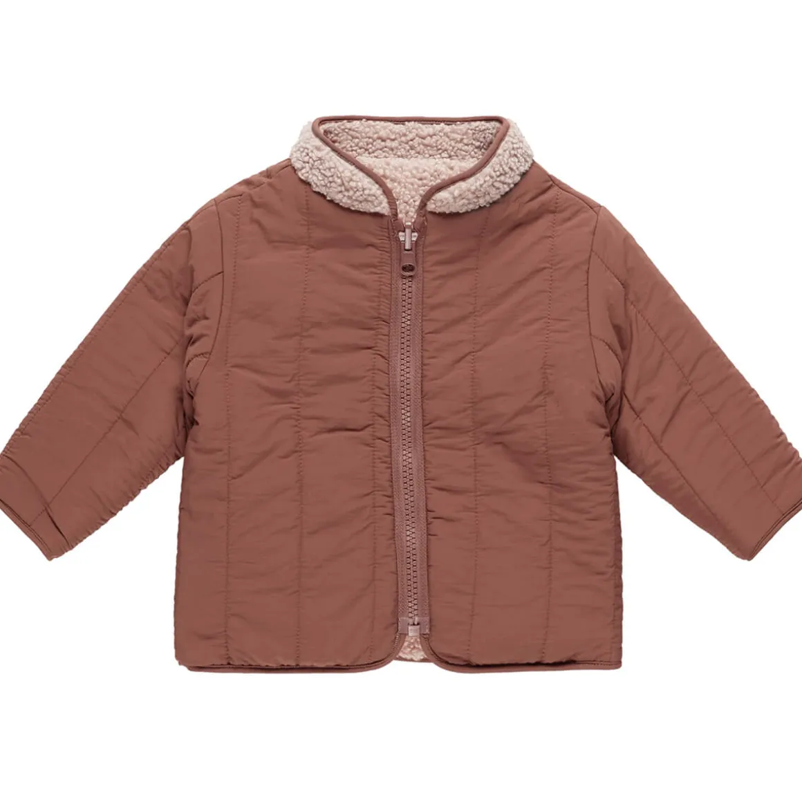 Shearling Zip Jacket in Blush by Quincy Mae