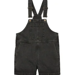 Short Dungaree in Washed Black Denim by Main Story