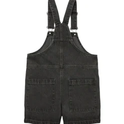 Short Dungaree in Washed Black Denim by Main Story