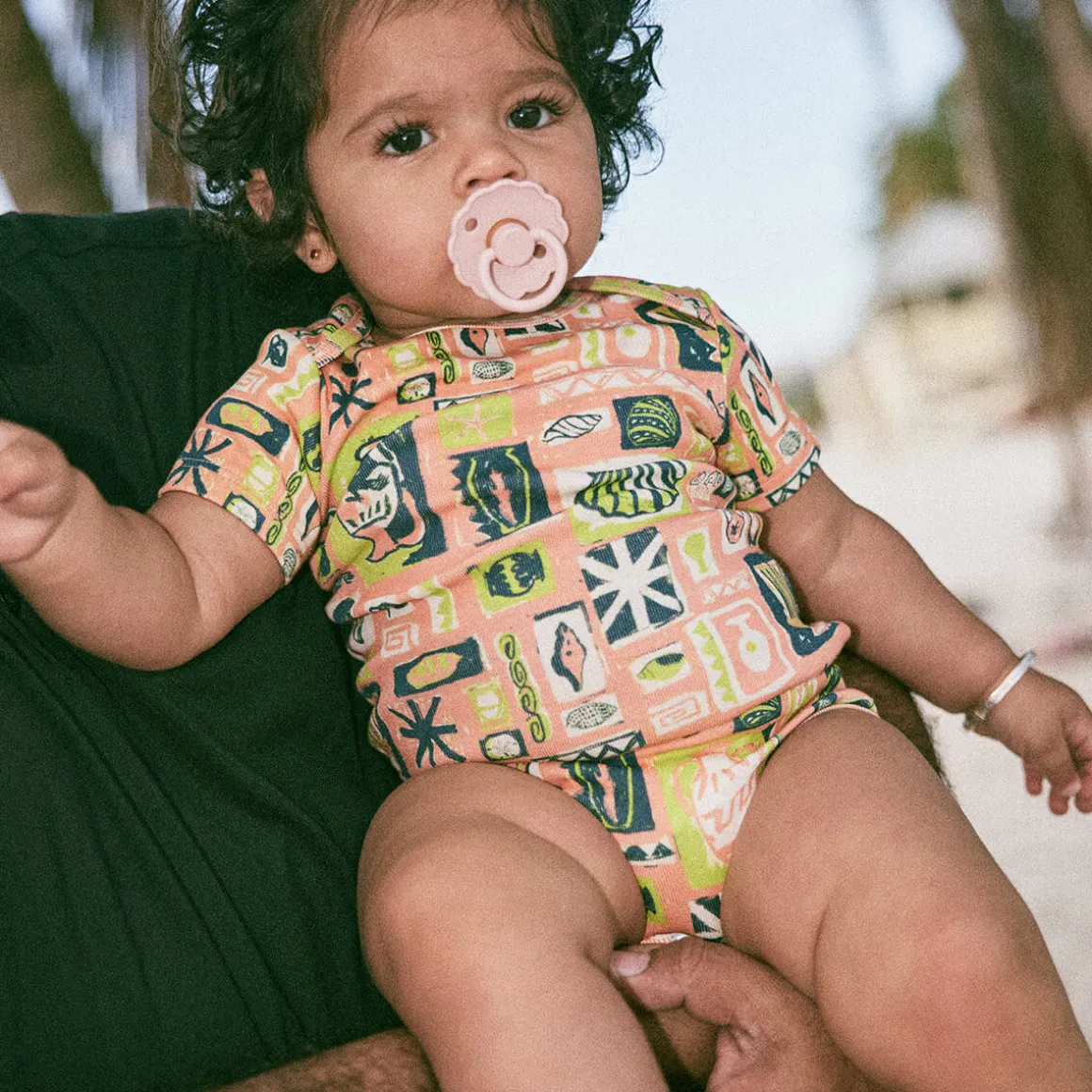 Short Sleeve Lap Onesie in Flamingo Collection by Misha & Puff