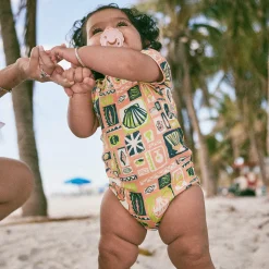 Short Sleeve Lap Onesie in Flamingo Collection by Misha & Puff
