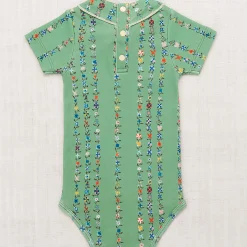 Short Sleeve Scout Onesie in Jadeite Little Botanica by Misha & Puff