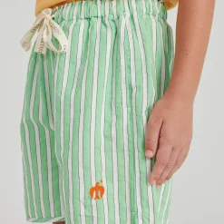 Shorts nº07 in Nile Green Stripe by True Artist