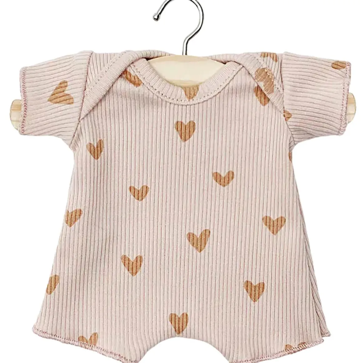 Shorty Romper (28cm Doll) in Little Pink Hearts by Minikane