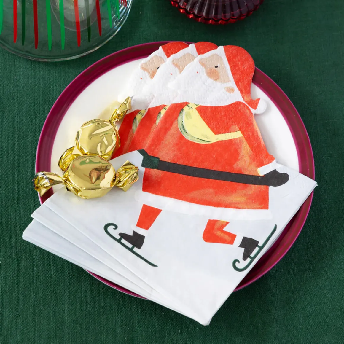Skating Santa Napkins by Talking Tables