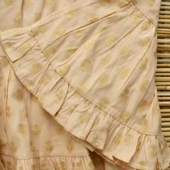 Skirt Dress With Hairclip in Petal Pink & Gold Flowers by Bonjour