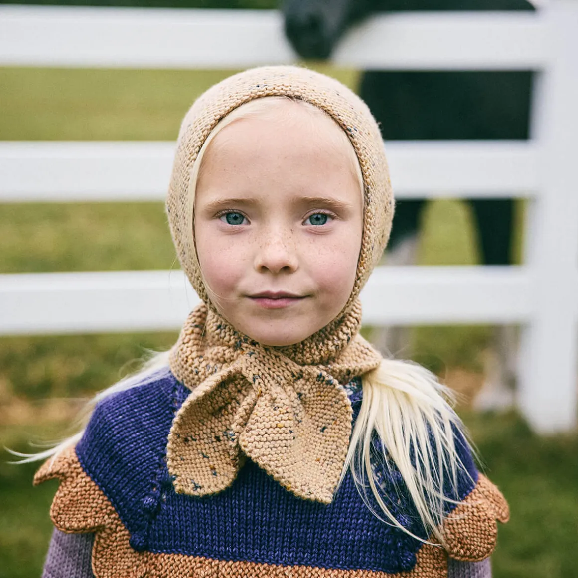 Sledding Hood in Camel Confetti by Misha & Puff