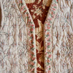 Sleeveless Jacket in Ikat / Autumnal Red Brown Flowers by Bonjour - Last Ones In Stock - 4-8 Years