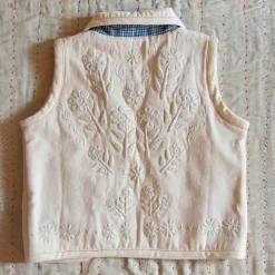 Sleeveless Jacket in Ivory Denim by Bonjour