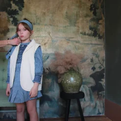 Sleeveless Jacket in Ivory Denim by Bonjour