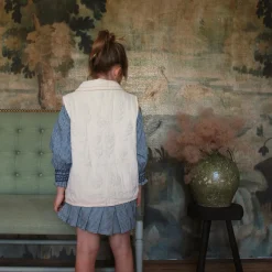 Sleeveless Jacket in Ivory Denim by Bonjour