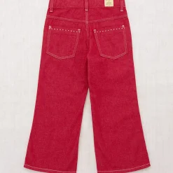 Slim Flared Jeans in Vintage Red Denim by Misha & Puff