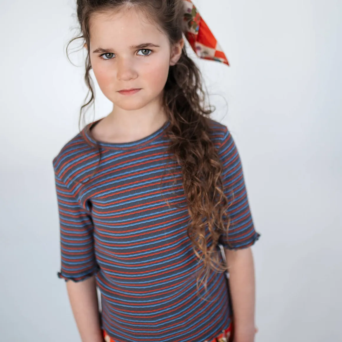 Slim Tee in Fine Grey Fiesta Stripe by Repose AMS