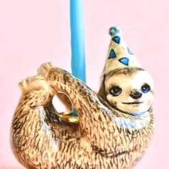 Sloth Party Animal Ceramic Cake Topper by Camp Hollow