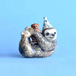 Sloth Party Animal Ceramic Cake Topper by Camp Hollow