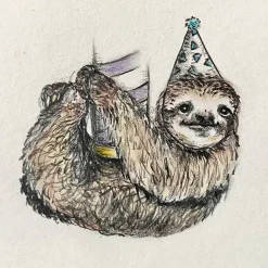 Sloth Party Animal Ceramic Cake Topper by Camp Hollow
