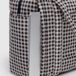Small Cloud Carry-On Bag in Black and White Gingham by Baggu