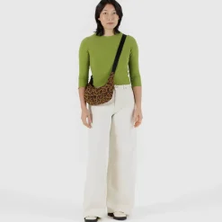 Small Nylon Crescent Bag in Leopard by Baggu
