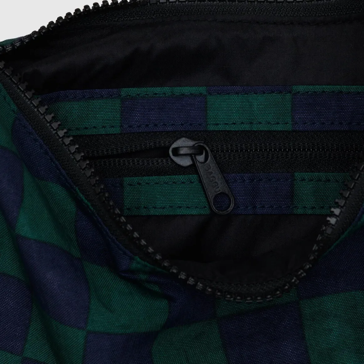 Small Nylon Crescent Bag in Navy Green Check by Baggu