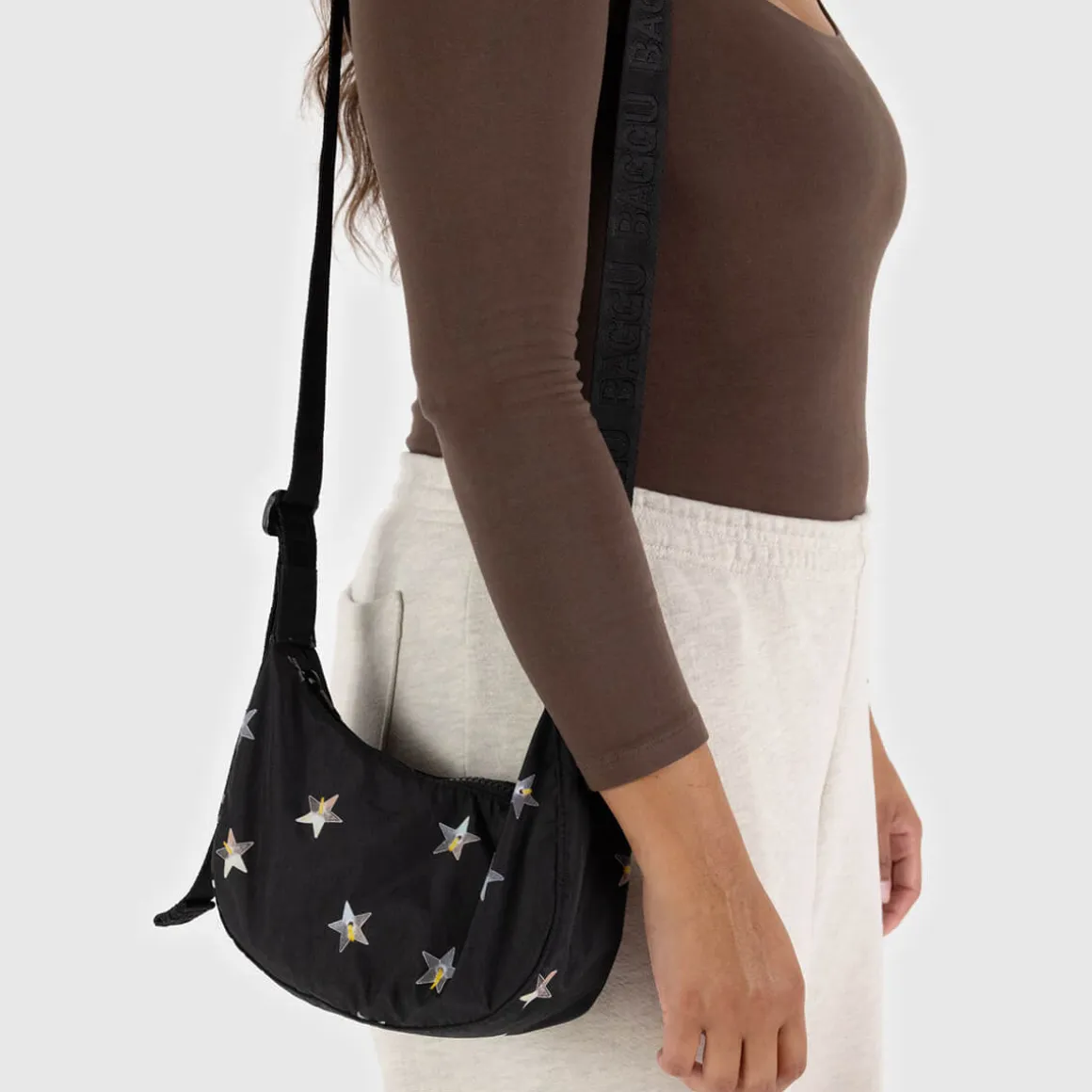 Small Nylon Crescent Bag in Stars by Baggu