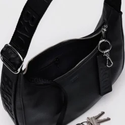 Small Recycled Leather Crescent Bag in Black by Baggu