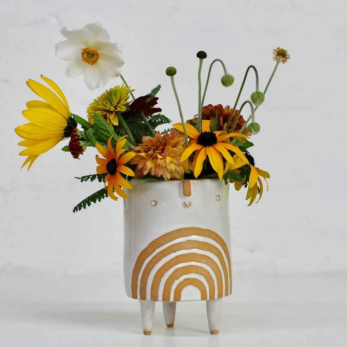 Small Tripod Planter Pot in White / Rainbow by Atelier Stella