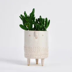 Small Tripod Planter Pot in White Stamped by Atelier Stella