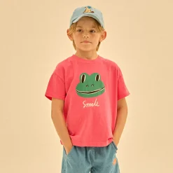 Smiling Frog T Shirt in Pink by Jelly Mallow