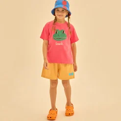 Smiling Frog T Shirt in Pink by Jelly Mallow