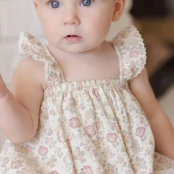 Smocked Jersey Dress in Pink Blossom by Quincy Mae