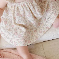 Smocked Jersey Dress in Pink Blossom by Quincy Mae