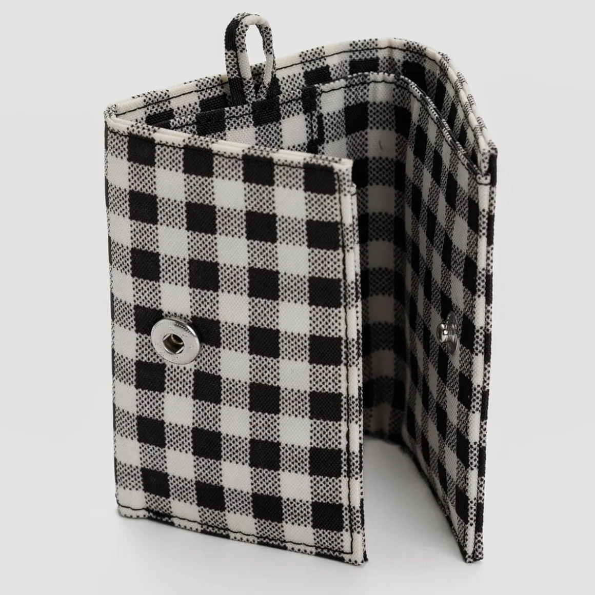 Snap Wallet in Black And White Gingham by Baggu